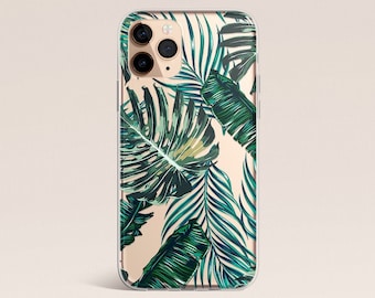 Coque pour iPhone 15, feuilles de palmier, coque pour iPhone 14, coque iPhone 13, coque transparente, coque galaxie, coque pour iPhone 12, coque pour iPhone 15 Pro, palmiers tropicaux