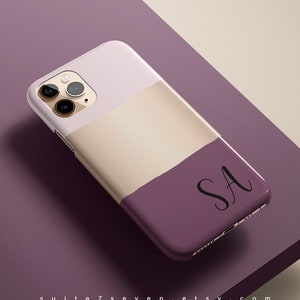 iPhone 15 Case Monogram Cover iPhone 14 iPhone 15 Pro Purple Gold Lilac iPhone 13 iPhone X iPhone 8 Galaxy Case Personalized Custom Initials