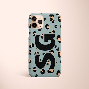 iPhone 12 Case, Monogram Case, iPhone 15 Pro Max Case, iPhone 14 Case, Leopard Print, Animal Print, Bold Initials, iPhone 15 Case, Custom