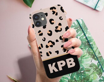 Custom Initial iPhone Case, iPhone 13 Case, iPhone 15 Case, iPhone 14 Case, Monogram, Personalized, iPhone 15 Pro Case, Leopard Print, Cover