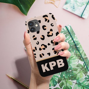 Custom Initial iPhone Case, iPhone 13 Case, iPhone 15 Case, iPhone 14 Case, Monogram, Personalized, iPhone 15 Pro Case, Leopard Print, Cover