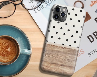 iPhone 11 Pro Case, iPhone 15 Pro Case, Case, iPhone 11, iPhone 12, iPhone 13, Polka Dots, Wood, iPhone 14 Case, Galaxy Case, Galaxy Case