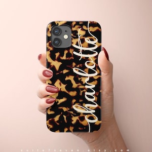 Personalized iPhone 12 Case iPhone 15 Case Tortoise Shell Style Case Galaxy Case Tortoiseshell iPhone 14 Case Monogram Custom iPhone 13 Case