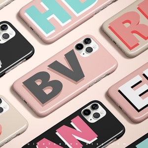 Monogram iPhone Case, iPhone 12 Case, Personalized, Large Initials, iPhone 15 Case, iPhone 14 Case, iPhone 13,  Galaxy Case, Custom, Case