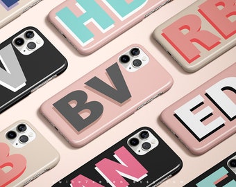 Monogram iPhone Case, iPhone 12 Case, Personalized, Large Initials, iPhone 15 Case, iPhone 14 Case, iPhone 13,  Galaxy Case, Custom, Case