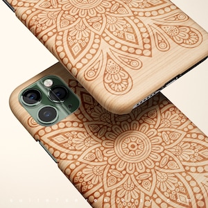 Mandala, iPhone 15 Case, iPhone 13 Pro Max, MagSafe, Wood Style, Mandala Art, Boho, iPhone 12 Case, iPhone 14 Case, iPhone X Case, Cute Gift