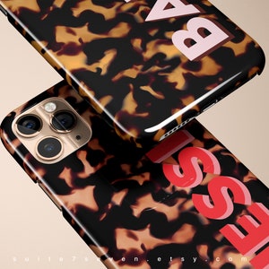 iPhone 15 Case iPhone 15 Pro Case Tortoise Shell Personalized Case iPhone 12 Case iPhone 14 Case MagSafe Monogram Tortoise Galaxy S23 Case image 3