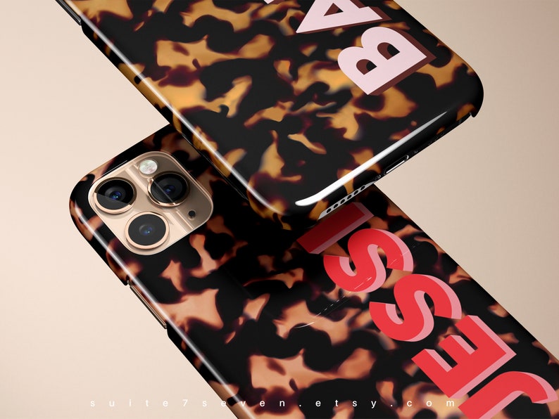 iPhone 15 Case iPhone 15 Pro Case Tortoise Shell Personalized Case iPhone 12 Case iPhone 14 Case MagSafe Monogram Tortoise Galaxy S23 Case image 3