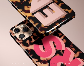 Monogram Tortoise Shell iPhone Case iPhone 15 Pro Case Tortoise Personalized Big Initials iPhone 13 Pro Max Case iPhone 15 Pro Case MagSafe