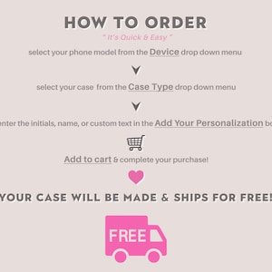 May include: How to order a personalised phone case. Select your phone model and case type, add your personalisation, and add to cart. Free shipping is included.