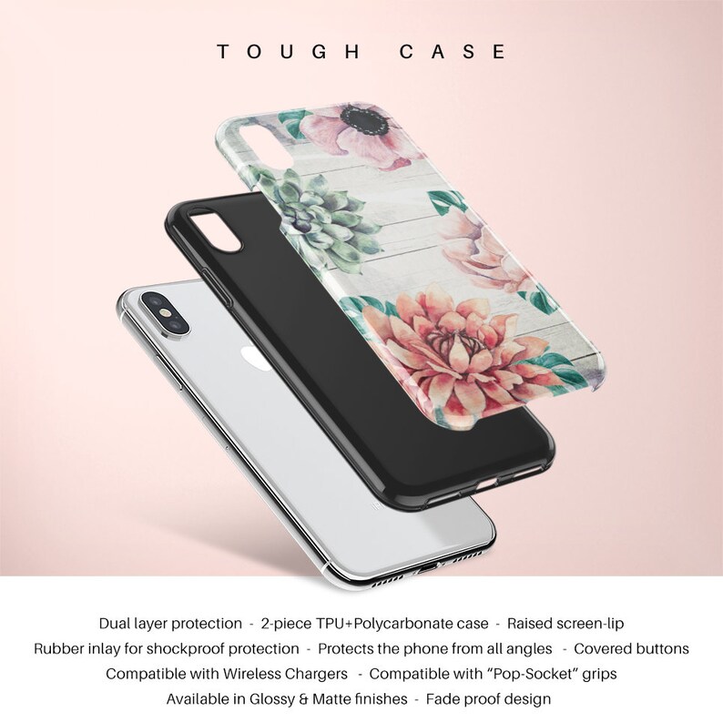 Pu&ograve; includere: Una custodia resistente per telefono con un design floreale. La custodia &egrave; composta da due pezzi, TPU e policarbonato, e ha un bordo dello schermo rialzato. &Egrave; compatibile con i caricabatterie wireless e ha un design resistente allo sbiadimento.