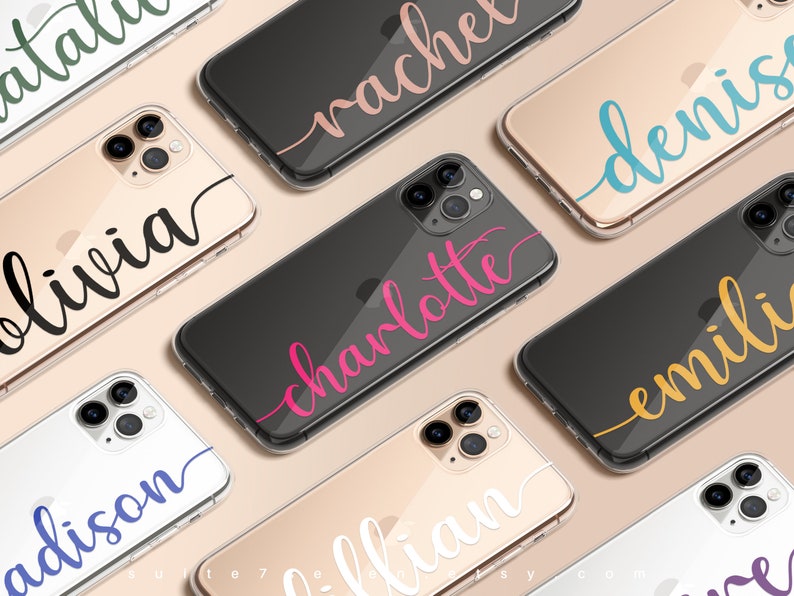 iPhone 15 Case, Clear iPhone Case, Personalized Case, iPhone 12 Case, iPhone 13 Case, Name Monogram, Script, iPhone 14 Case, iPhone Case image 1