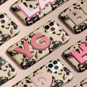 Personalized Tortoise iPhone 13 Pro Case Monogram iPhone 15 Case Tortoise Shell Pattern Big Initials Colors iPhone 14 Pro MagSafe Case