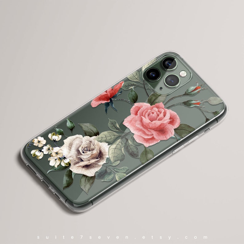 iPhone 8 Plus Case, iPhone Cases, Chic Floral Art, Clear iPhone Case, iPhone 8 Case, iPhone 7 Case, iPhone X, Flower Case, Galaxy S8, Gift 