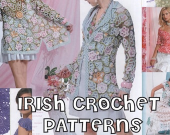 Irish crochet patterns  - ONLY DIAGRAMS & PHOTOS for expert crocheters - (in russian)- E-book-old magazine