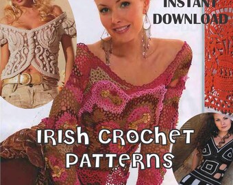 Irish crochet patterns  - ONLY DIAGRAMS & PHOTOS for expert crocheters (in russian) - E-book-old magazine