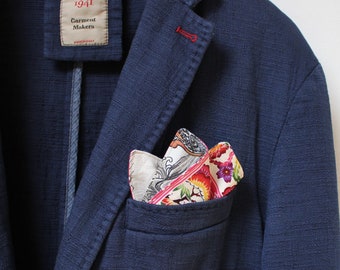 Pocket square of Japanese traditional textile/ Cotton 100%