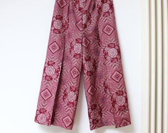 Pantalon portefeuille en kimono Oshima tsumugi/ Kimono tissé à la main par des artisans japonais 100 % soie