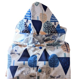 Raincoat for kids, impermeabile poncho with forest animals, size from 90 150cm image 3