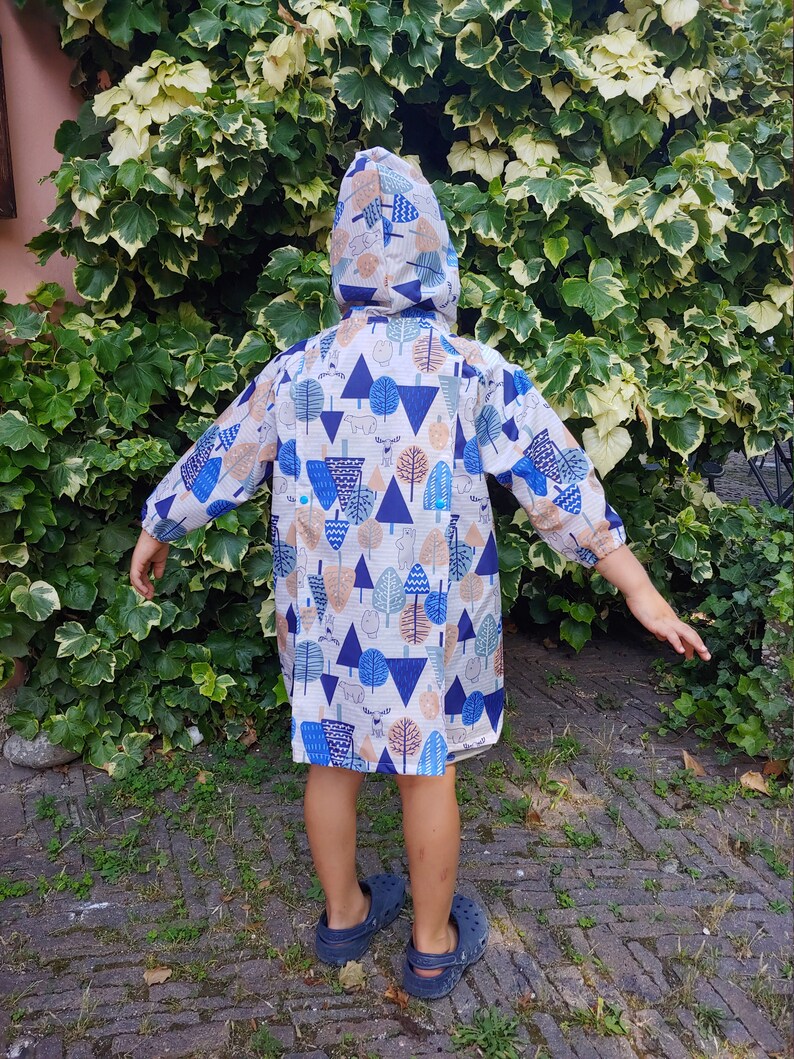 Raincoat for kids, impermeabile poncho with forest animals, size from 90 150cm image 5