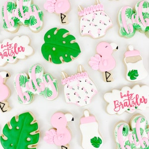 1/DZ Flamingo baby shower cookies | Tropical baby shower