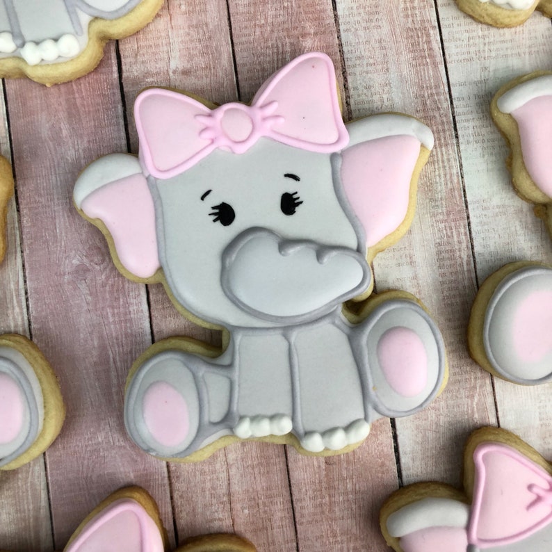 Elephant Cookies Baby Girl Elephant Baby Shower/birthday Etsy