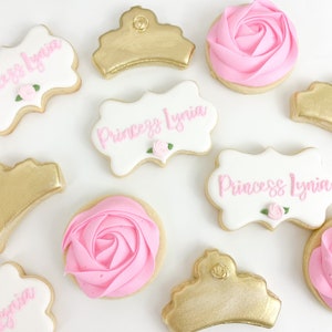 1/DZ Pink Princess, Crown Sugar Custom Cookies