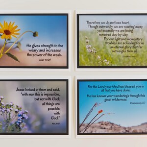 FOTO GRUSSKARTEN {Set mit 4 Karten} - Inspirationskarten - Bibel-Karte - Schriftkarten - Christliche Karte - Blumenkarte