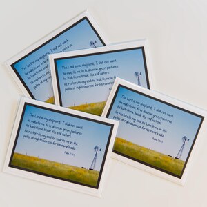 CHRISTIAN GREETING CARDS {Set mit 4 Karten} Inspirationskarten - Psalm 23 - Schriftnotenkarten - Naturfotografie - Bibelverskarten