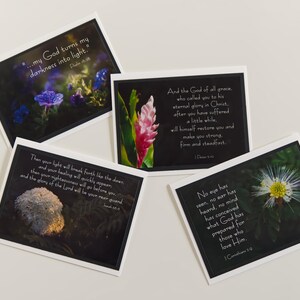 CHRISTIAN ENCOURAGEMENT CARDS (4er-Set) - Bibel-Vers-Grußkarten - Glaubensbasierte leere Notizkarten - Erhebende Schriftkarten