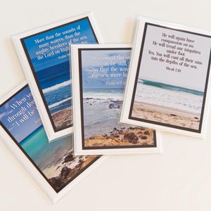 FOTO GRUSSKARTEN {Set mit 4 Karten} - Inspirationskarten - Strandfoto - Bibel Grußkarten - Schriftkarten - Christliche Grußkarten