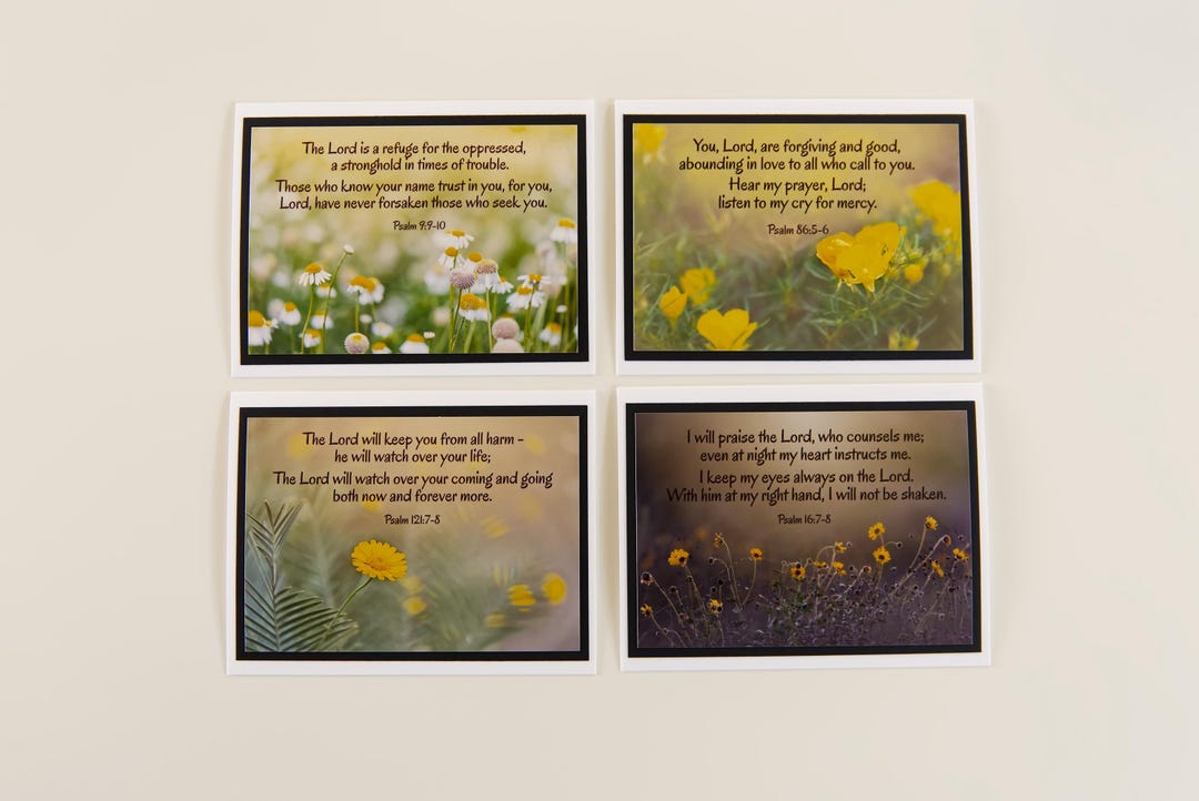 Floral Bible Verse Cards - Christian Encouragement Set - Scripture ...