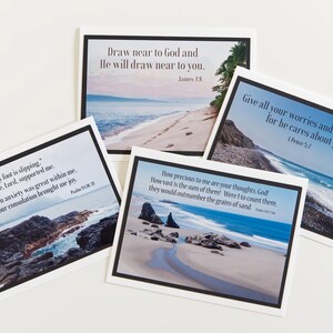 CHRISTIAN GREETING CARDS {Set mit 4 Karten} Inspirationskarten - Ozeanbilder - Schrifthinweiskarten - Naturfotografie - Bibelverse