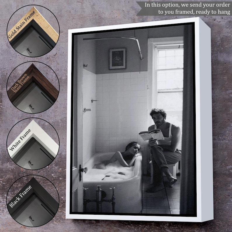 Man Reading A Book To A Woman İn The Bathtub Painting