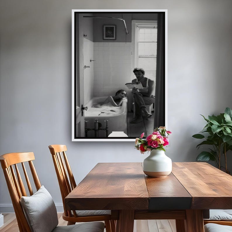 Man Reading A Book To A Woman İn The Bathtub Painting