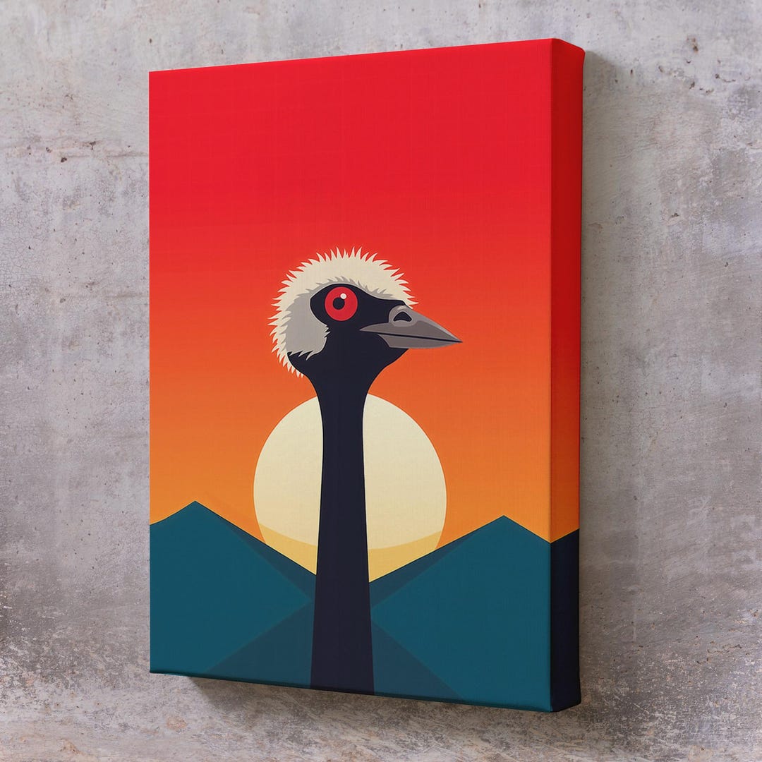 Watercolor Ostrich Canvas Wall Art