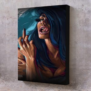 Sexy Woman Making Finger Gesture Canvas Painting, Housewarming Gifts, Framed Canvas Wall Art, Nü Modern Wall Decor, Nü Canvas Wall Art