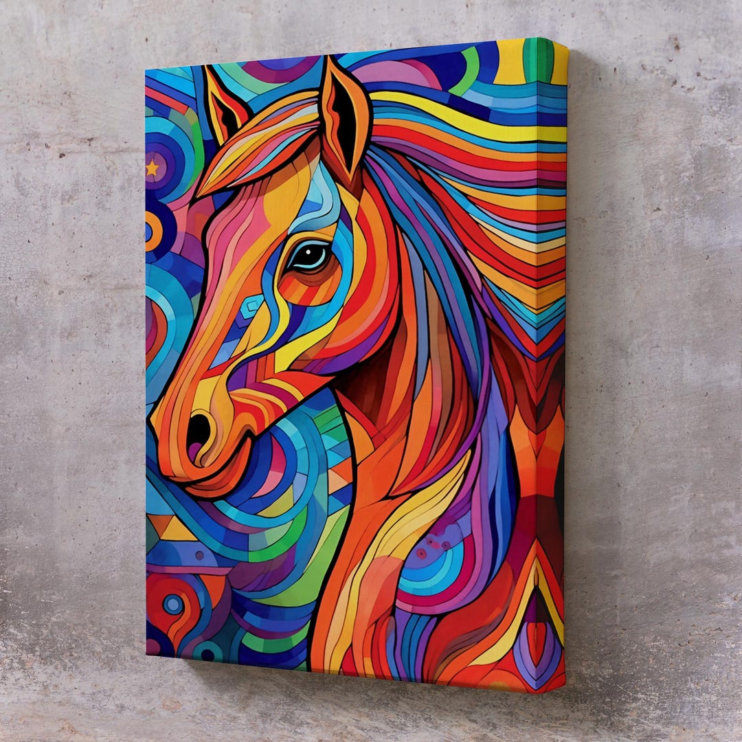 Colorful Abstract Horse Canvas Art, Modern Wall Decor - Etsy