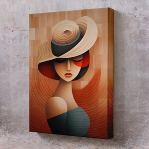Vintage Beautiful Woman Canvas Painting, Framed Canvas Wall Art, İllustration Canvas Wall Art, Large Wall Art, Housewarming Gifts