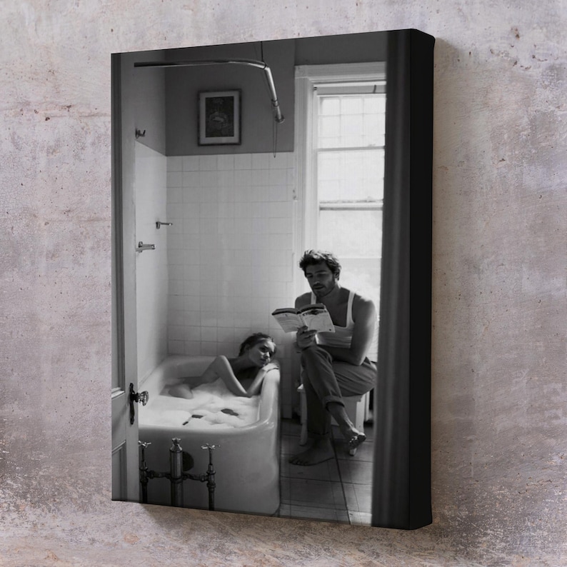 Man Reading A Book To A Woman İn The Bathtub Painting