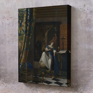 Johannes Vermeer - Allegory Of The Catholic Faith, Home Decor Canvas,  Housewarming Gifts,  Canvas Wall Art,  Large Wall Hanging