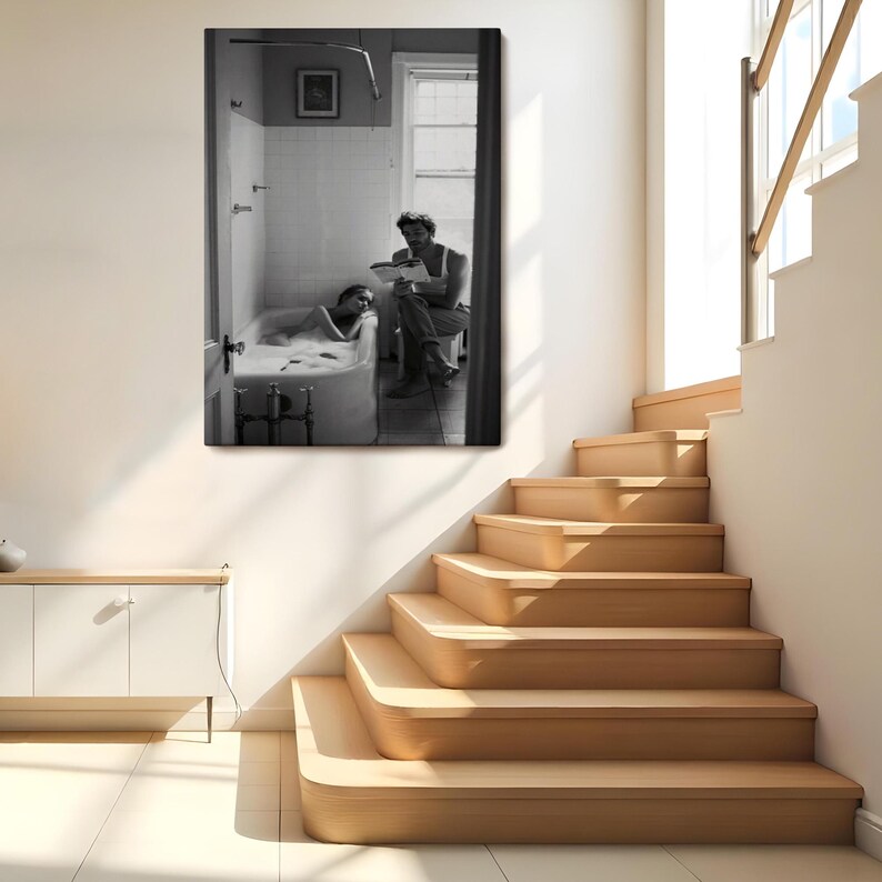 Man Reading A Book To A Woman İn The Bathtub Painting