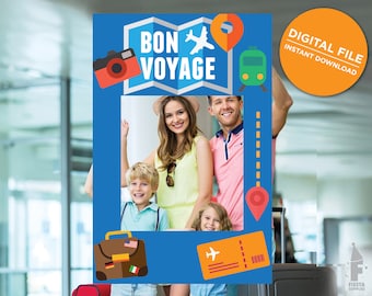 Bon Voyage photo booth frame, Bon Voyage, travel frame, funny party frame, Bon voyage party decoration, travel photobooth frame, bon voyage