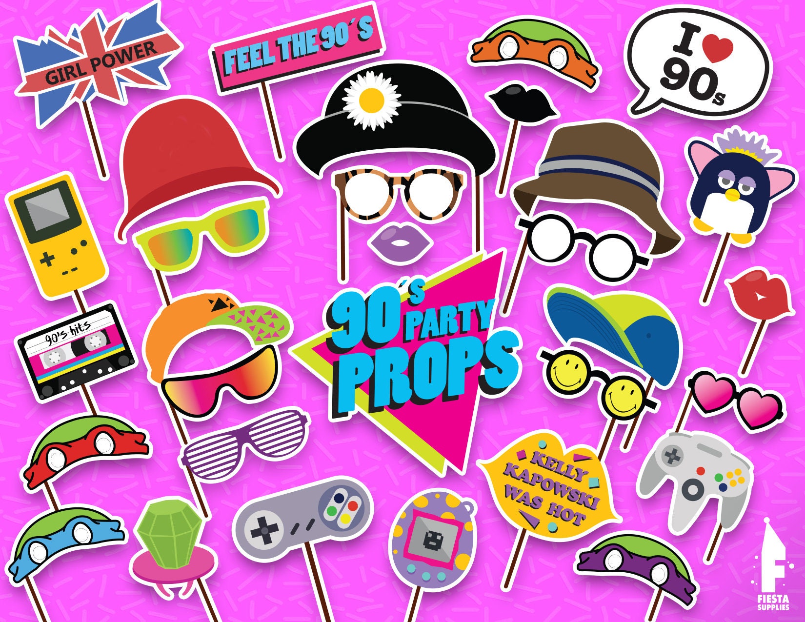 Printable 90s Photo Booth Props Printable 90s party props | Etsy
