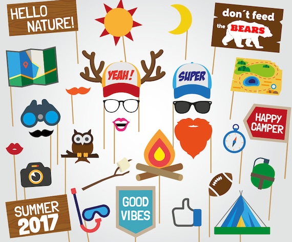 Printable Camping Photo Booth Props Camping Party Props - Etsy Finland