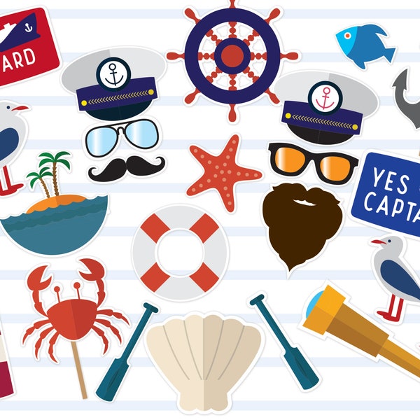 Instant Download Nautical Photo Booth Props, Nautical Party, Cruise Photo Booth Props, Sailor Party Photo Booth Props, Old Sea Captain