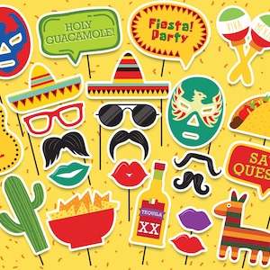 Mexican Party Printable Photobooth Props - Mexican Photo Booth Props - Printable mexican party Props -  Cinco De Mayo, Day of The Dead Props