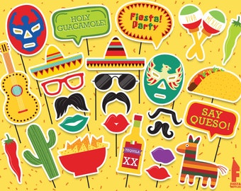 Mexican Party Printable Photobooth Props - Mexican Photo Booth Props - Printable mexican party Props -  Cinco De Mayo, Day of The Dead Props