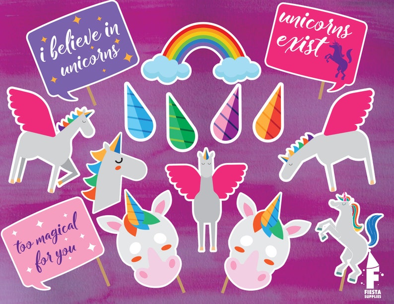 Unicorn Photo Booth Props Unicorn Party Decor Unicorn Photo Props Birthday Party Photo Booth Props unicorn Party Decor Rainbow Party image 1