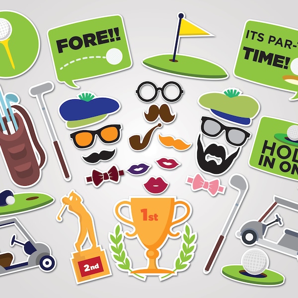 Golf party Printable Photobooth Props - Printable Golfers props - Golf party Props- Printable Golf party props -Golf Printable Photobooth